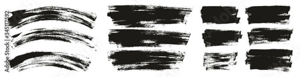 Fototapeta Flat Paint Brush Thin Curved & Long & Short Background High Detail Abstract Vector Background Set 