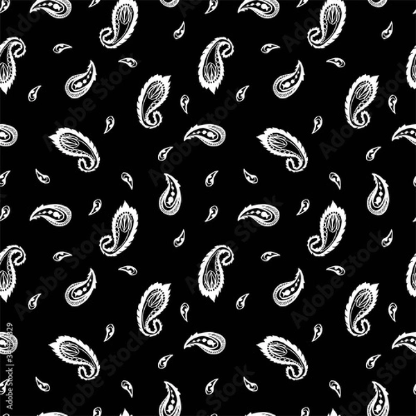 Obraz black and white seamless vector pattern with paisley.