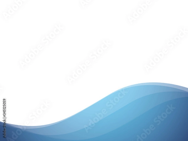 Fototapeta Abstract background, blue waves, flat design, copy space, vector, wavy elements for presentation, template