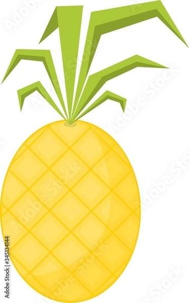 Obraz illustration of a yellow pineapple with green leafs