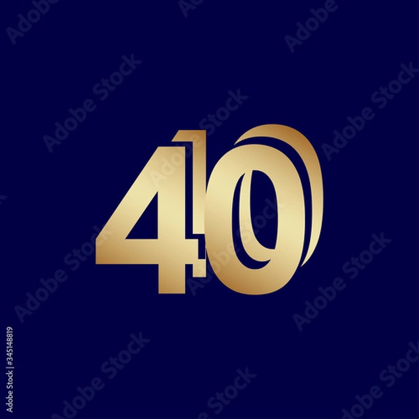 Fototapeta 40 Years Anniversary Celebration Blue Gold Vector Template Design Illustration