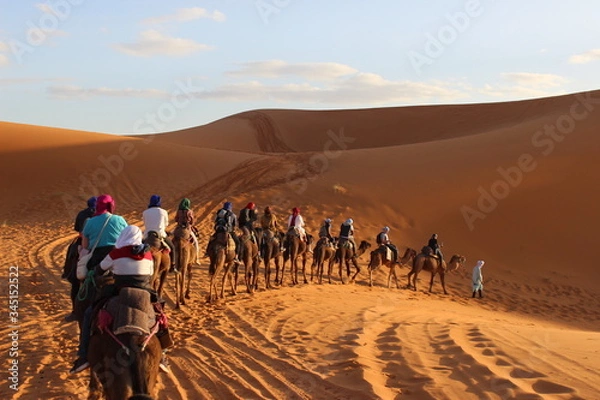 Fototapeta camel riding in sahara desert