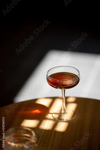 Obraz Black filter coffee on the table in cafe service kettle hario pour over cup