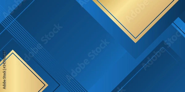 Fototapeta Abstract polygonal pattern luxury dark blue with gold. Abstract template dark blue luxury premium background with luxury triangles pattern and gold lighting lines.