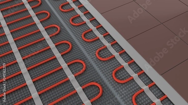 Obraz Floor heating system with cable. 3D-rendering.