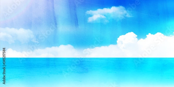 Fototapeta 海　水彩　夏　背景