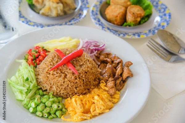 Obraz Rice Mixed with Shrimp paste.
