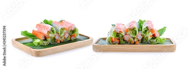 Obraz Salad Rolls on white background