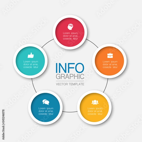 Fototapeta Vector iInfographic template for business, presentations, web design, 5 options.