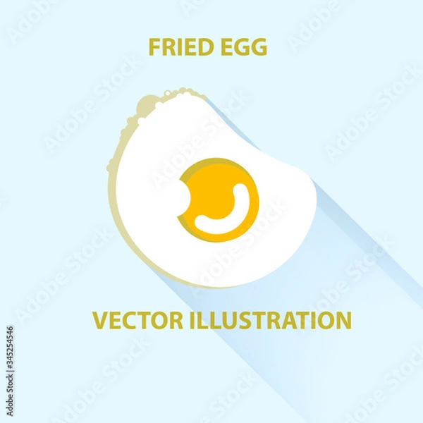 Obraz Fried egg vector flat illustration on blue background.