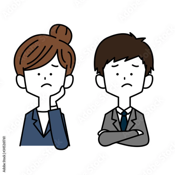 Fototapeta 困って悩むスーツを着た男女