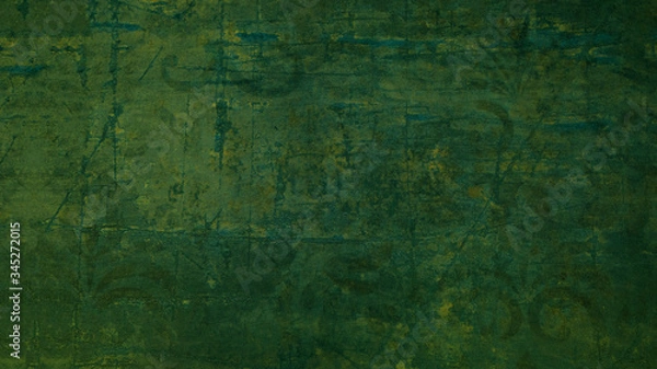 Fototapeta Abstract dark rustic scratched green painting background texture, with space for text
