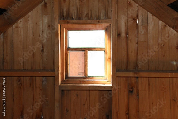 Fototapeta Window with flies in the attic