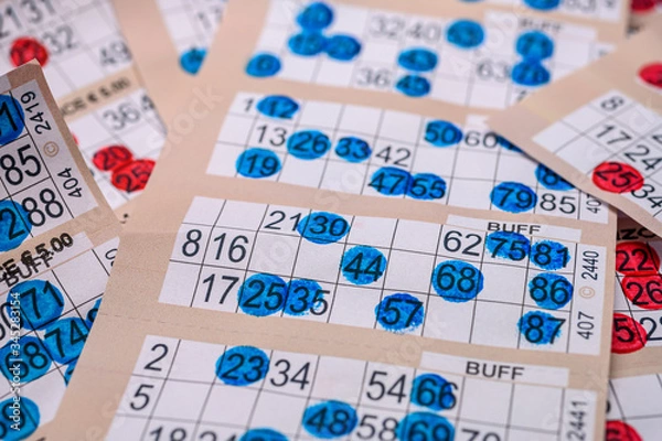 Obraz marker bingo cards piled up close up