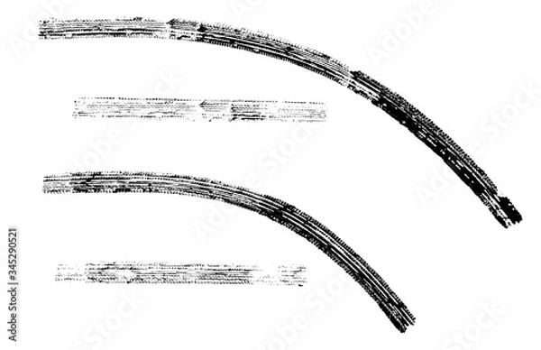 Fototapeta Czarny wzór śladów opon izolować na białym tle ze ścieżką przycinającą, palić i łamać teksturę opony do projektowania graficznego.