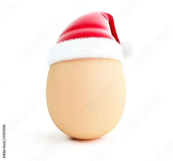 Obraz egg santa hat on a white background