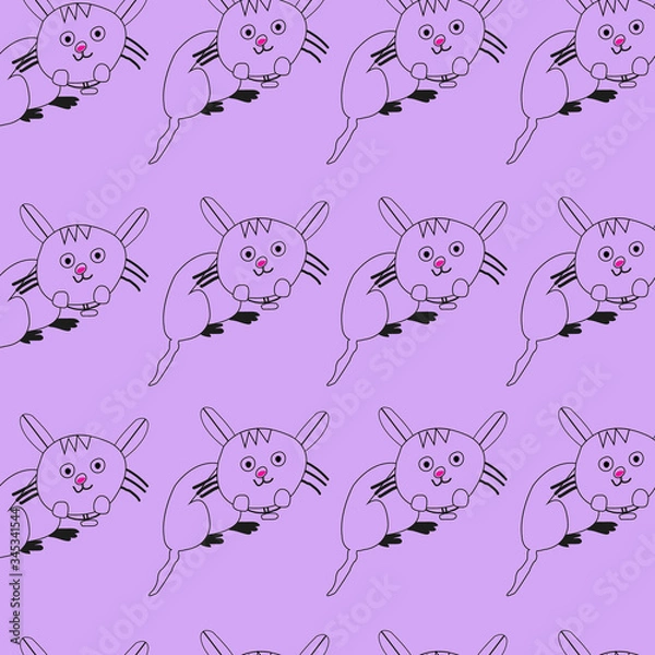 Fototapeta cat pattern with hand-drawn. cats cute colors pattern design