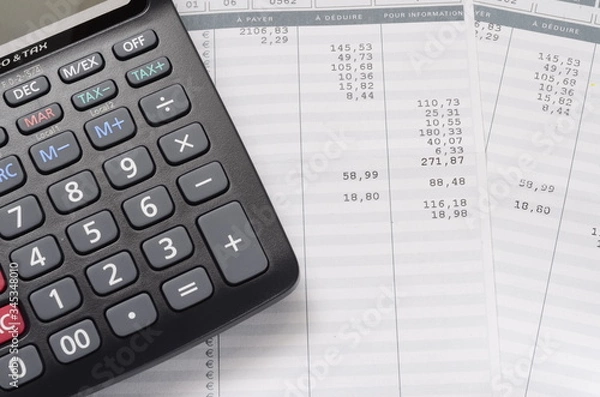 Fototapeta Euro Pay Slip and Calculator