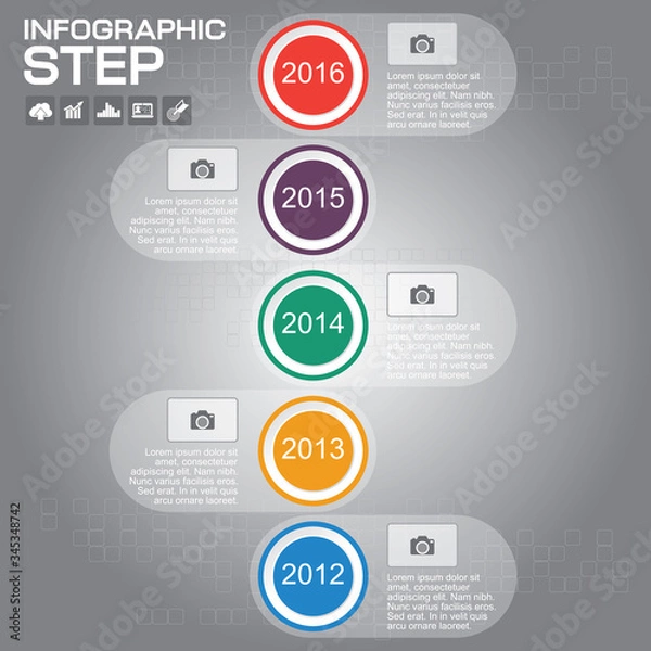 Fototapeta 4 Steps Infographic Design Elements for Your Business Vector Illustration.