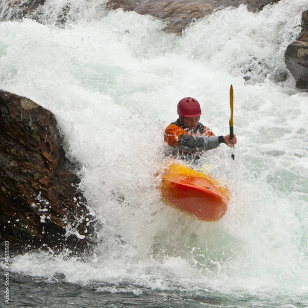 Obraz Kayaker in the waterfall