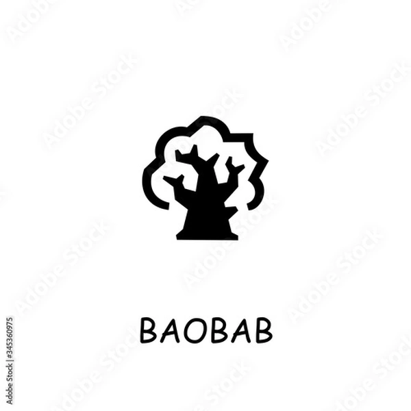Fototapeta Baobab flat vector icon