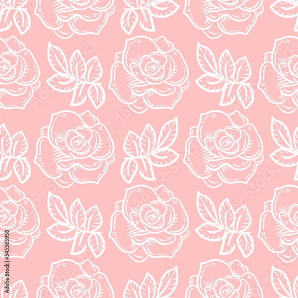 Fototapeta seamless pattern with roses  linear