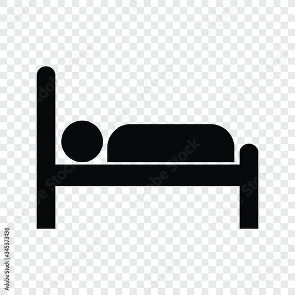 Fototapeta Bed, sleep icon on transparent grid