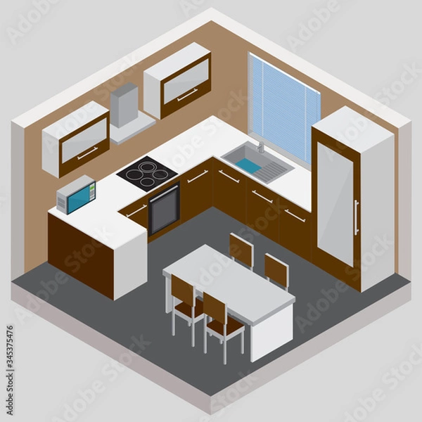 Fototapeta isometric kitchen interior