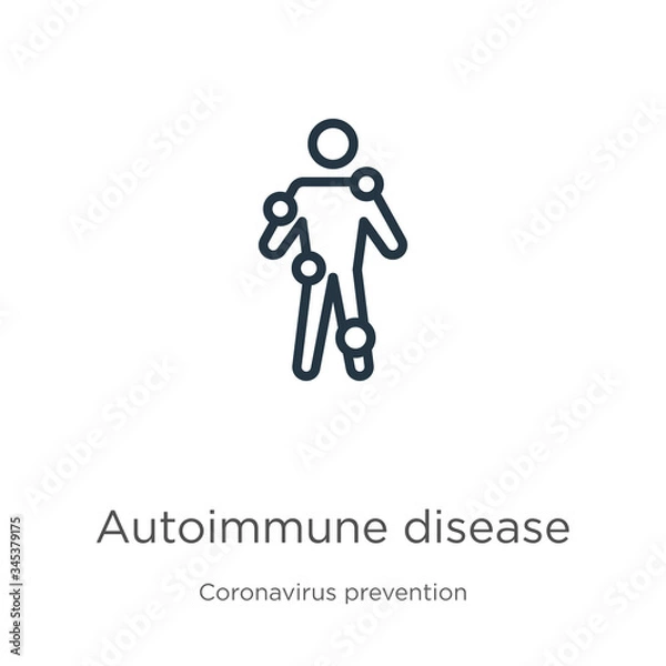 Fototapeta Autoimmune disease icon. Thin linear autoimmune disease outline icon isolated on white background from Coronavirus Prevention collection. Modern line vector sign, symbol, stroke for web and mobile