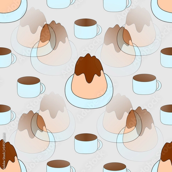 Obraz seamless pattern with coffee cup and holiday muffin