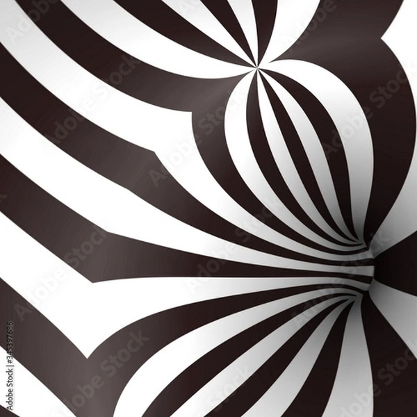 Fototapeta ILLUSTRAZIONE 3D ASTRATTA DI LINEE BIANCHE E NERE ILLUSIONE OTTICA 