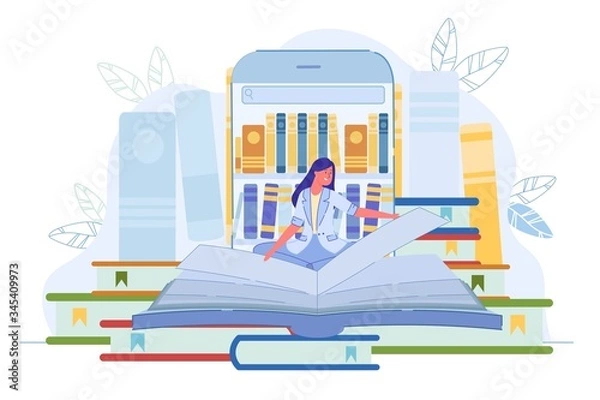 Fototapeta Library Application to Read Book Online via Phone