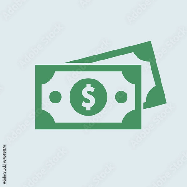 Fototapeta dollar bill icon. Vector flat simple symbol in green color