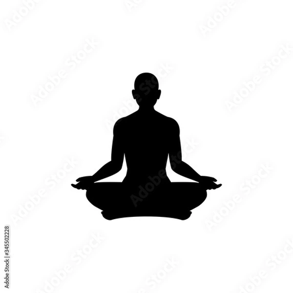 Obraz a person doing meditation with positive sign around. Vector Illustration.