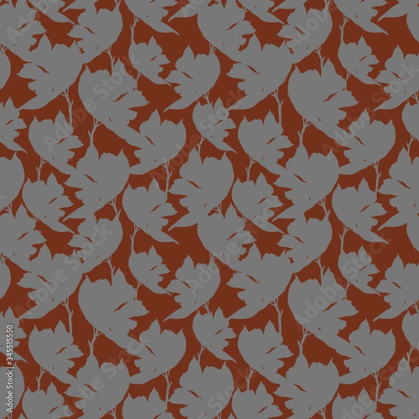 Fototapeta Seamless vector pattern of Chemernik on orange background. Silhouette of winter flowers. Use for printing, textiles, design, design, leaflets, greetings, websites, wallpapers and wrapping paper.