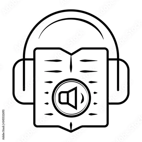 Obraz Book and headphones icon vector