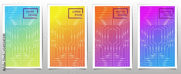 Fototapeta Set of covers, brochure, flyer template design with abstract background