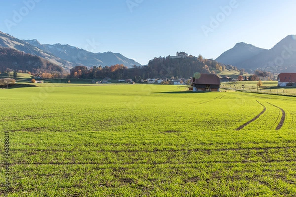 Obraz Gruyère castle fall's view