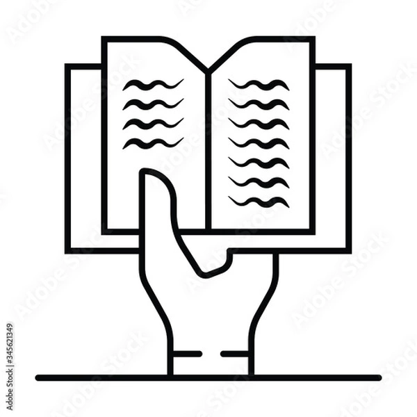 Obraz Hand and open book vector icon