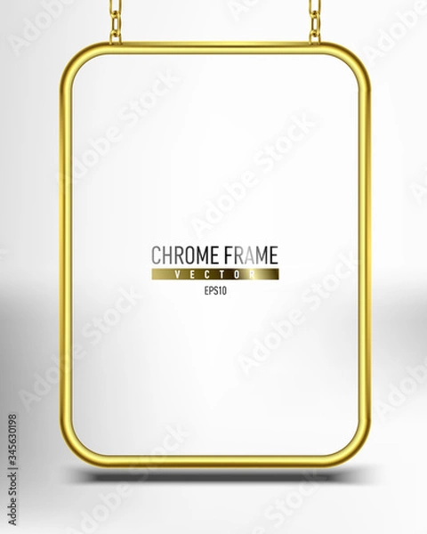 Obraz gold chrome frame for banner vector eps 10. Advertising space panel for text
  hanging on chains
