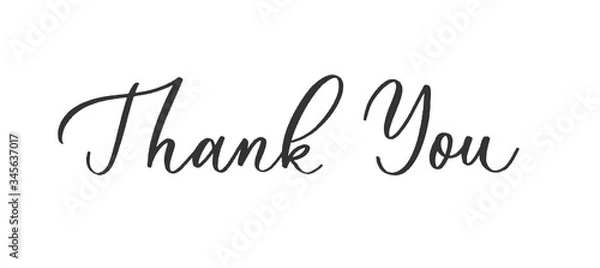 Fototapeta Dziękuję - ślubny napis kaligraficzny z gładkimi liniami.