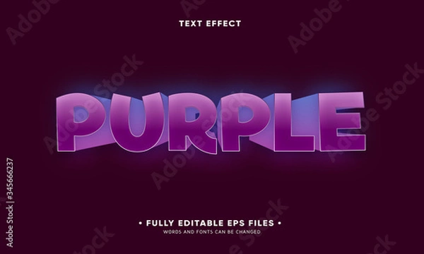 Fototapeta purple editable text effect 