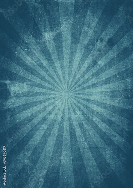 Obraz A cyan sunburst effect grunge textured background with aged paper effect