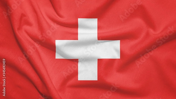 Fototapeta Switzerland flag with fabric texture