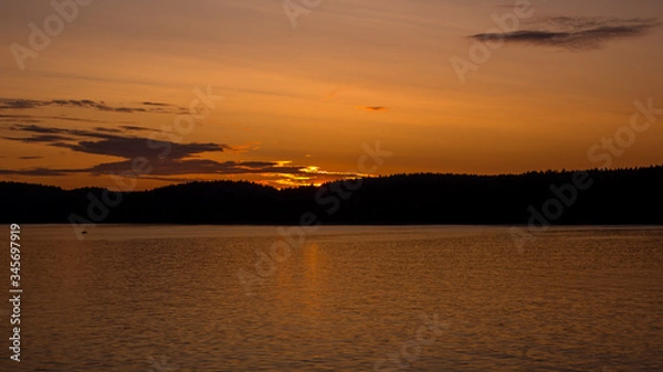 Obraz Evening sunset on the lake.