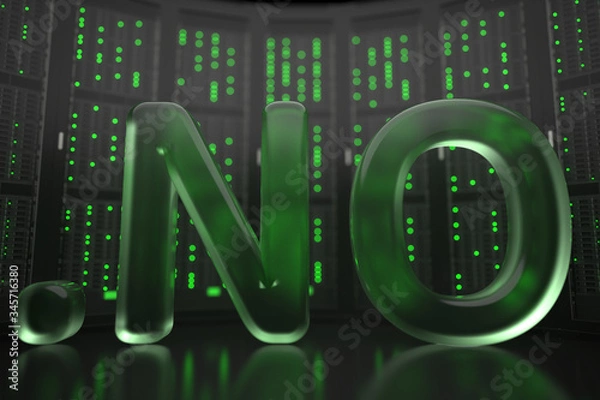 Fototapeta Norwegian domain .no on server room background. Internet in Norway related conceptual 3D rendering