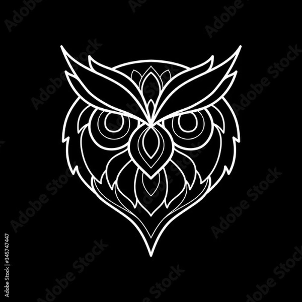 Fototapeta Abstract linear head of owl. Logo of the owl. Vector illustration