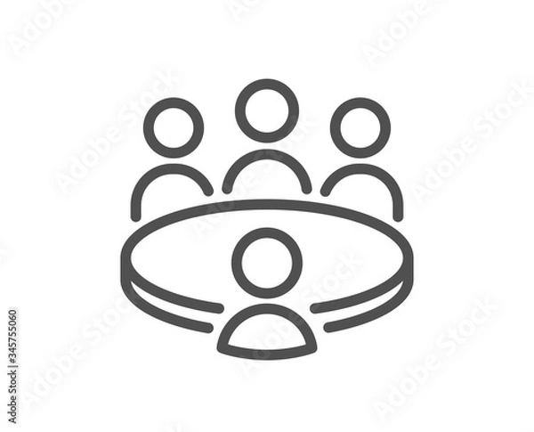 Fototapeta Meeting results line icon. Business teamwork sign. Group people symbol. Quality design element. Editable stroke. Linear style meeting icon. Vector