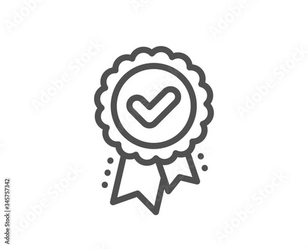 Fototapeta Approved award line icon. Accepted certificate sign. Confirmed medal symbol. Quality design element. Editable stroke. Linear style approved award icon. Vector