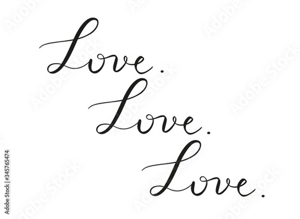 Fototapeta Love. Handwritten black vector lettering phrase on white background. Brush calligraphy style
